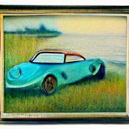 generated: a painting of a sport car in the style of Monet #7